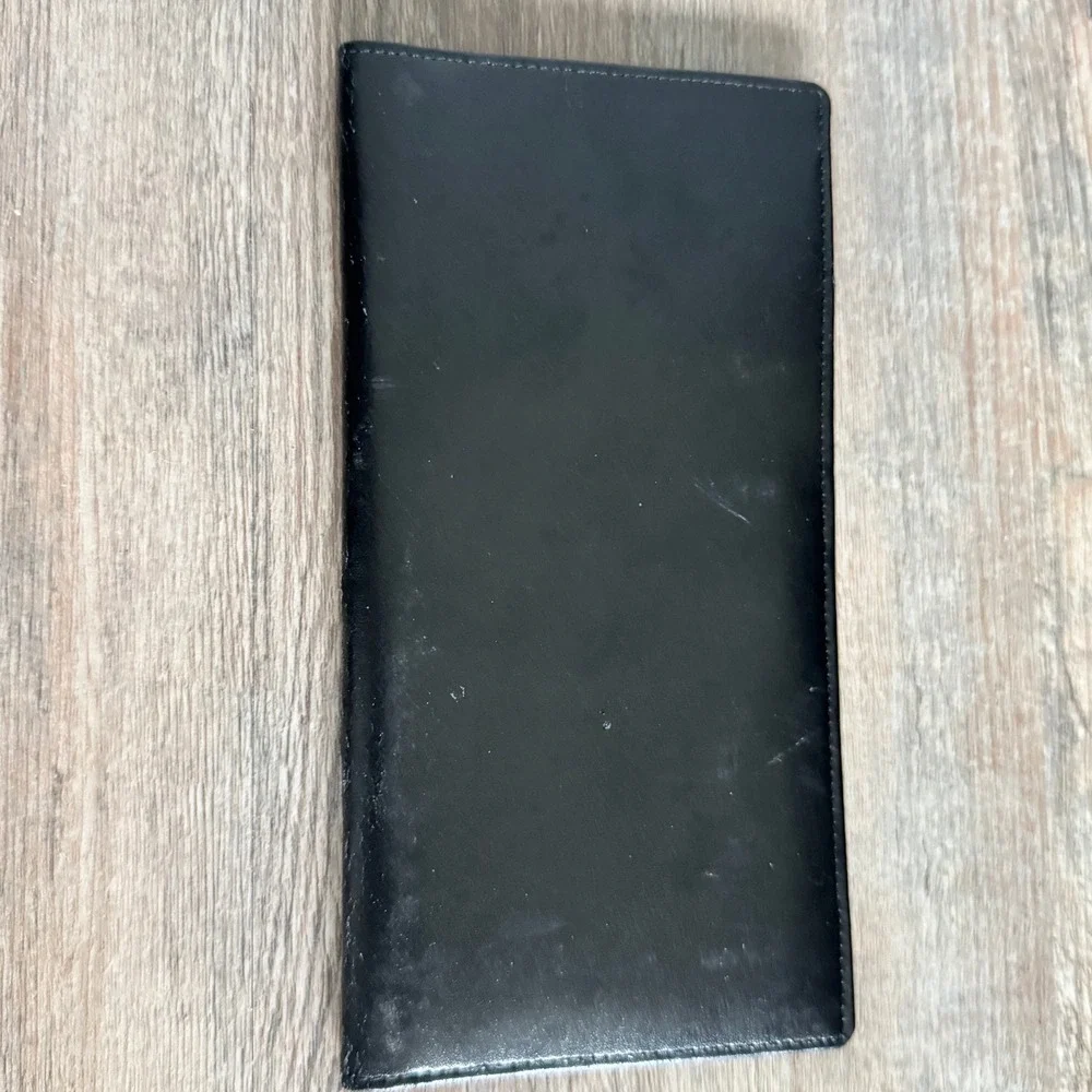 Vintage Continental Airlines OnePass Black Leather Travel Wallet Bifold